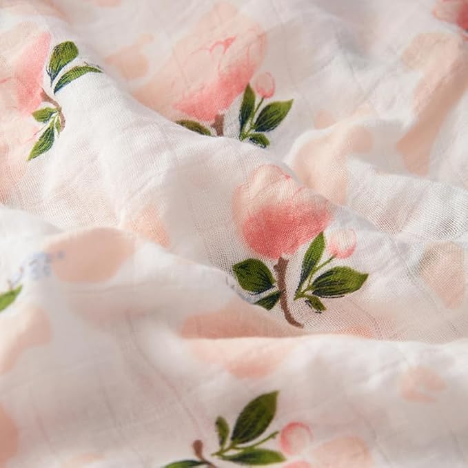 Rquite Car Seat Covers for Babies - 100% Muslin, Lightweight, Soft, Breathable Baby Carrier Cover - Summer Stroller Canopy (Pink Flower)