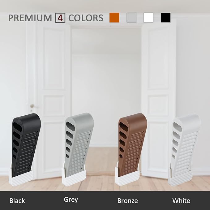 JQK Rubber Door Stopper Wedge, White 2 Pack Soft TPR Premium Door Stops for Bottom of Heavy Duty Door on Tile, Concrete, Carpet, Wooden Floor, DSB61-WH-P2