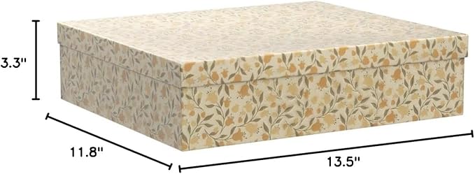 Soul & Lane Decorative Cardboard Storage Boxes With Lids, Set of 3 Nesting Floral Photo Storage for Home Décor and Scrapbook Paper, Memory Boxes For Keepsakes, Documents, Organizing
