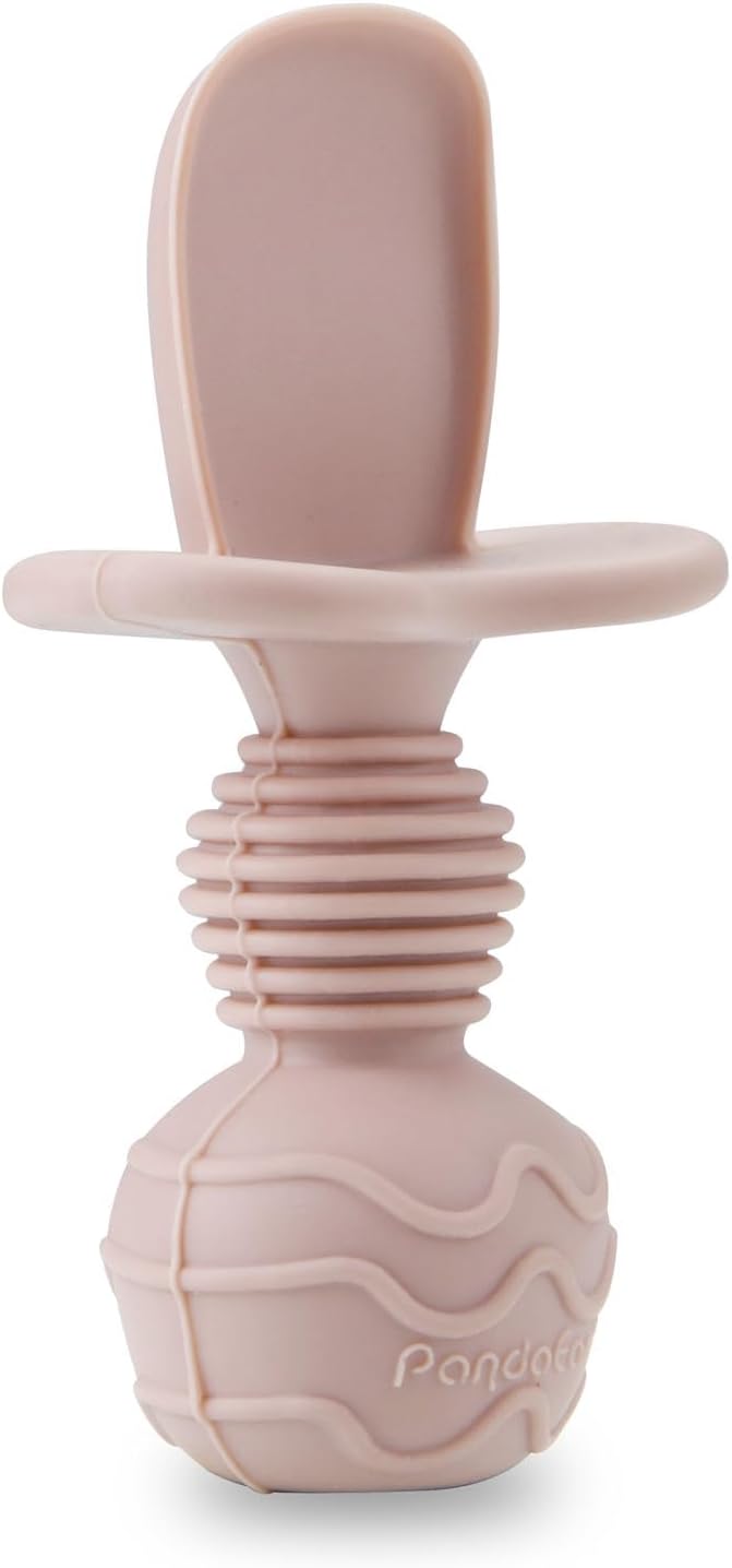 PandaEar 6 Pack Silicone Baby Spoons and Fork Feeding Set- Anti-Choke First Self Feeding Utensils for Baby Led Weaning Ages 3 Months -Pink