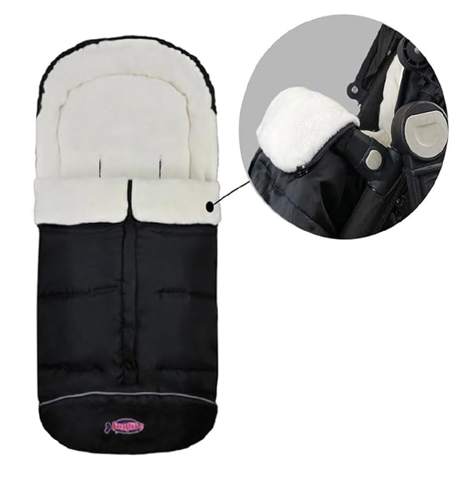 German Designed Universal Stroller Footmuff, 5 Way Zippers Style for Baby Easy in & Out of Water Repellent Winter Stroller Bunting Bag, Height/Temperature Adjustable Anti-Kick Stroller Sleeping Bag