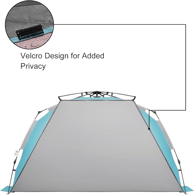 Oileus XX-Large Pop Up Beach Tent Sun Shelter for 5-6 Person Portable Sun Shade Instant Tent for Beach with Carrying Bag, Stakes, 6 Sand Pockets, Anti UV for Fishing Hiking Camping Sky Blue
