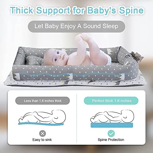 Lounger for Newborn, Newborn Lounger for 0-24 Months, Breathable & Portable Infant Nest - Soft Infant Floor Seat Cover for Travel (Crown)