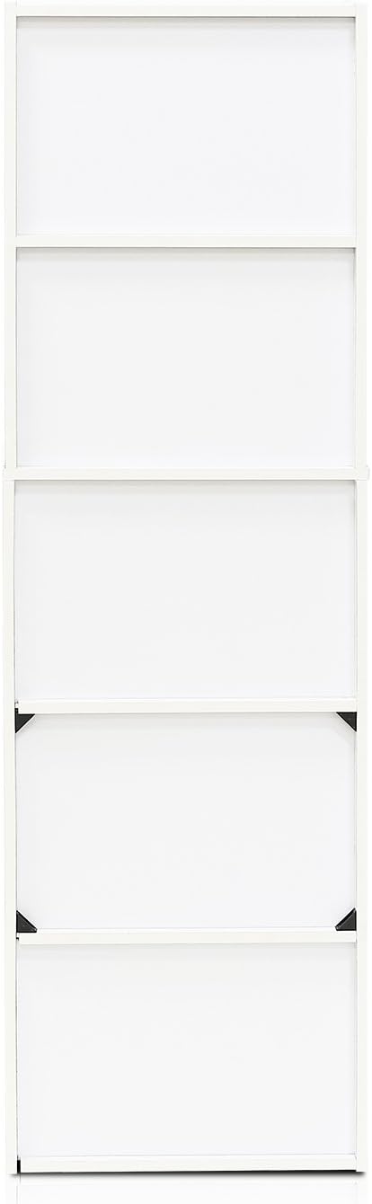 Furinno 5-Tier Reversible Color Open Shelf Bookcase , White/Pink 11055WH/PI