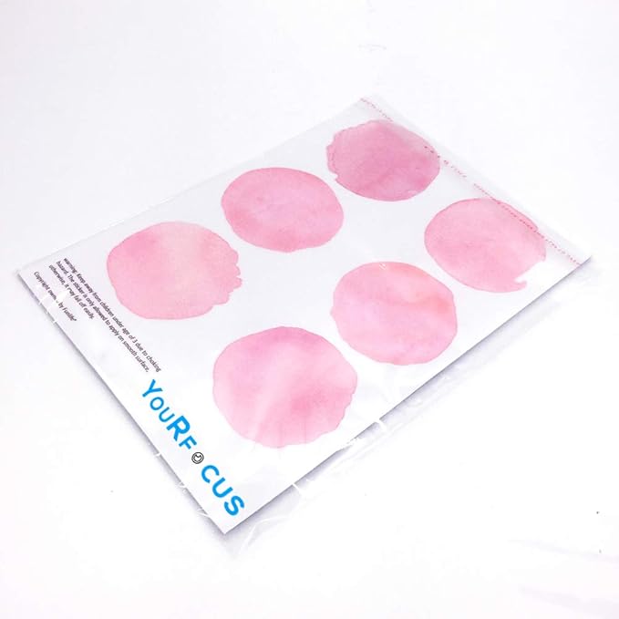 Pink Polka Dot Wall Decals 72 Pcs Watercolor Dots Wall Sticker for Kids Baby Girls Teens and Nursery Room (12 Sheets)