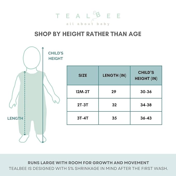 Tealbee Dreamsuit: Toddler Sleep Sack with Feet 2T 3T - 1.5 TOG Winter Baby Wearable Blanket for Walkers - Rayon made from Bamboo, Organic Cotton Sleep Bag - Cookies