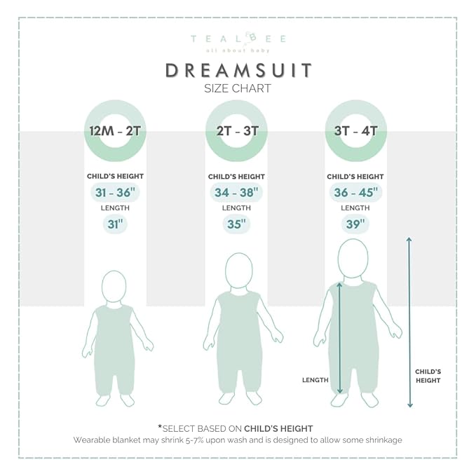 Tealbee Dreamsuit: Toddler Sleep Sack with Feet 3T 4T - 1.5 TOG Winter Baby Wearable Blanket for Walkers - Rayon made from Bamboo, Organic Cotton Sleep Bag - Mushroom