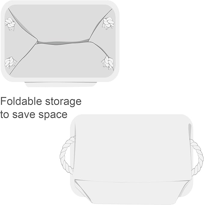 TheWarmHome Storage Basket for Gifts Empty - Large 3 Pack 15.7x11.8x8.2 inch Storage Basket for Organizing with Handles, Canves Storage Bins for Organizer Closet Toy Cubes Gift (White)