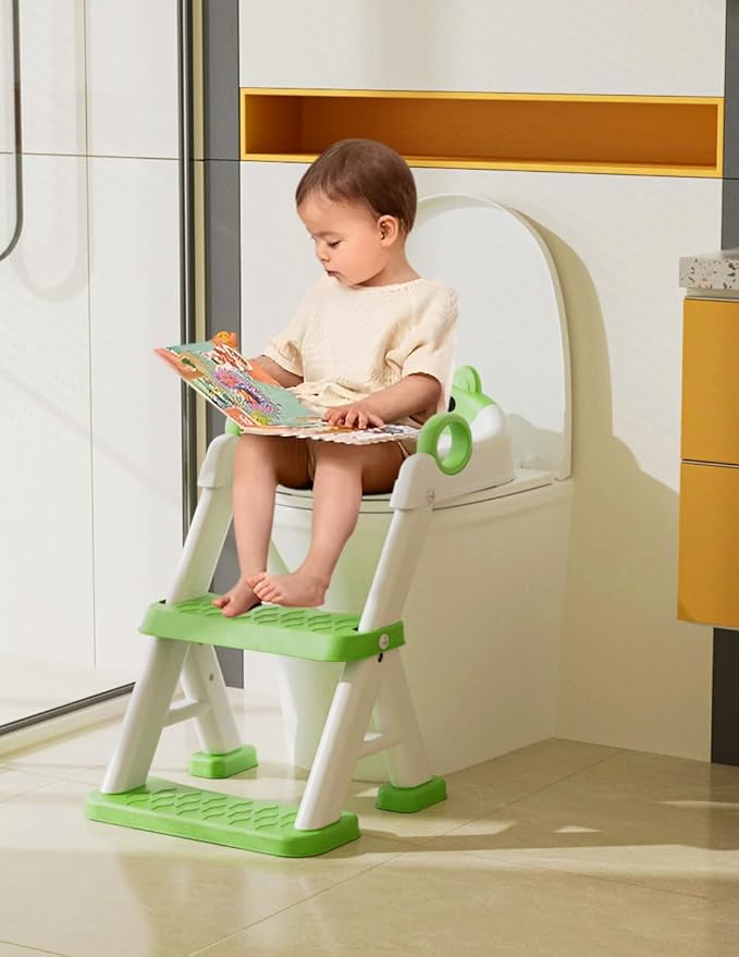 Potty Training Seat, Toddler Toilet Seat With Steps, 2 In 1 Toddler Potty Training Toilet With Splash Guard, Anti-Slip Step Stool Soft Mat, Adjust High Potty Seats For Toddlers Kids Boys Girls