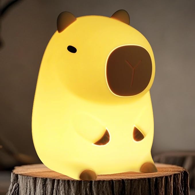 Cute Capybara Night Light, LED Squishy Novelty Animal Night Lamp,2 Levels Dimmable/Timer Nursery Nightlight for Kids, Rechargeable Touch Bedside Lamp, Bedroom/Dorm Decor, Baby Boys Girls Gifts