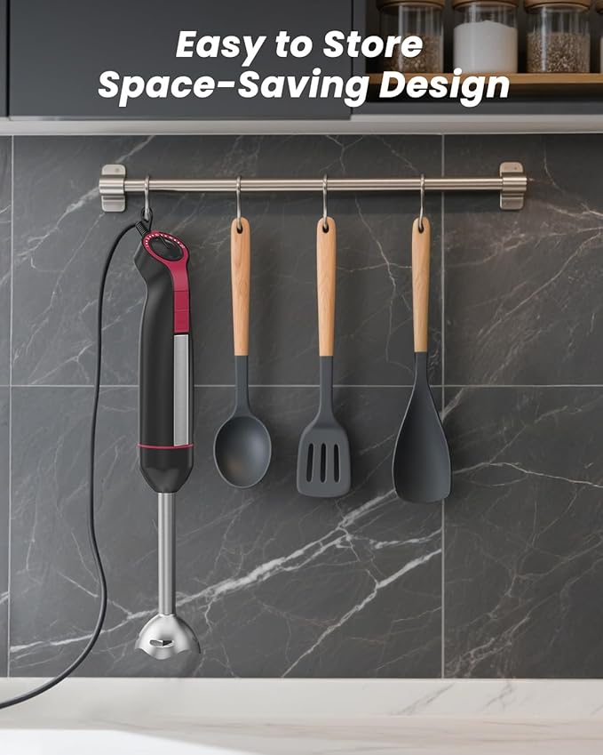 Immersion Blender Handheld 1000W, 3 in 1 Stick Hand Blenders for Kitchen with 20 Variable Speeds & Turbo, 304 Stainless Steel with Electric Whisk & Milk Frother Attachments for Soup, Puree & Emulsion