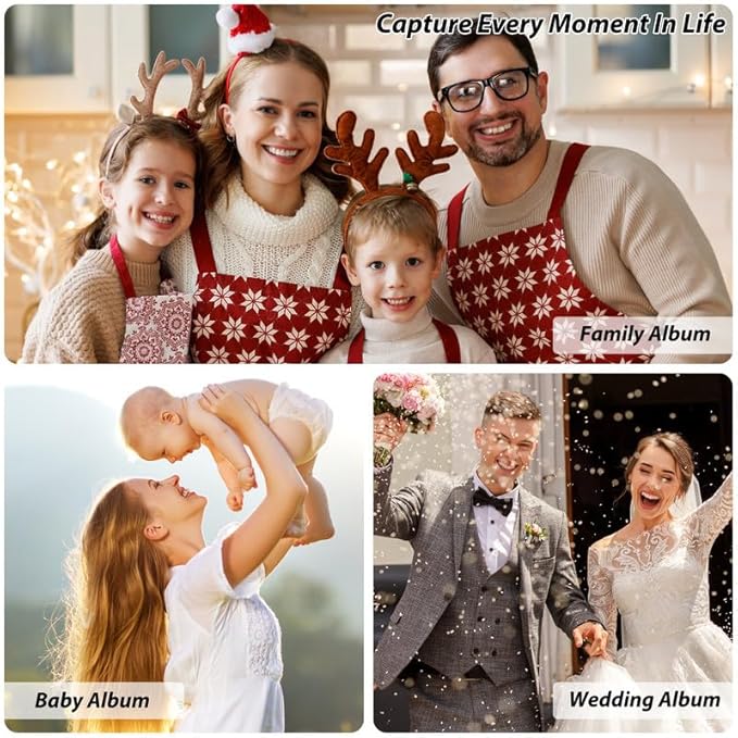 RECUTMS Photo Album Self Adhesive Scrapbook Album with Love Window for 4x6 5x7 8x10 Pictures Leather Magnetic Scrapbook Album DIY 40 Pages with Metallic Pen and Scraping Plate (Orange)