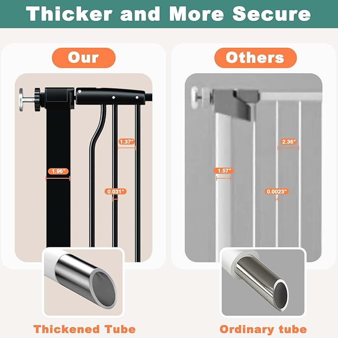 40.5" Extra Tall Baby Gate for Stairs, 57.5"-60.2" Extra Wide Dog Pet Gate No Drill, Narrow Bar Dog Gates Barrier Indoor, Adjustable Tension Safety Gate, Auto Close No Climb Fence Black