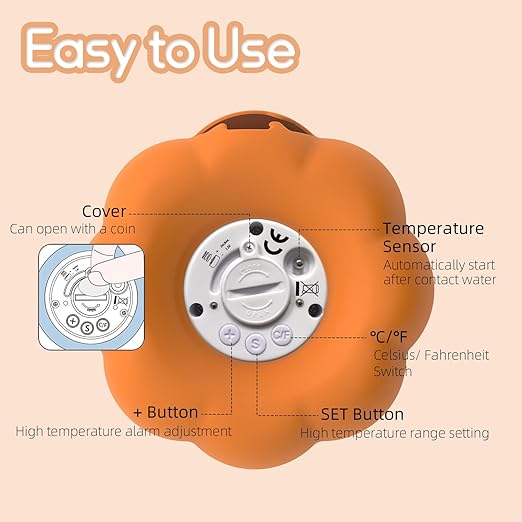 Baby Water Thermometer for Bath Tub Safety - Room & Bath Thermometer for Infants with Temperature Warning - Floating Bathing Toy Gift for Toddlers Newborn Girls Boys