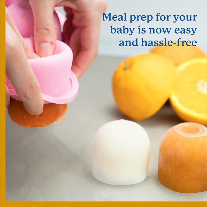 Samuelworld Baby Food Storage Container, 12 Portions x 2.5oz - BPA Free Silicone Freezer Tray with Clip-On Lid for Breast Milk Storage, Homemade Baby Food, Vegetable & Fruit Purees - Navy Blue