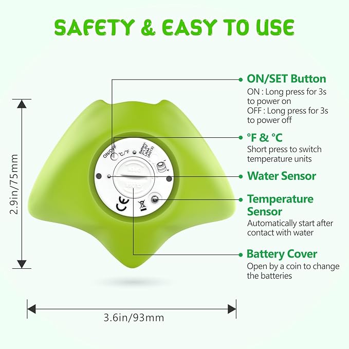Baby Bath Thermometer, Digital Water Temperature Thermometer with 3 Color Backlit and Temperature Warning, Safety Bath Tube Thermometers Floating Toy for Infant, Toddler