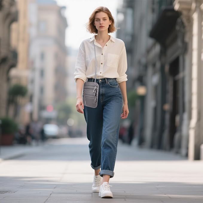 Neck Wallet - Rfid Wallet Women - passport holder for travel - Travel Wallet Passport Holder For Travel Women - 10.3x6.8inch (Light Gray)