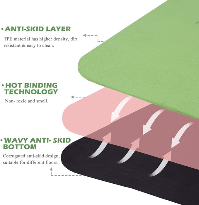 UMINEUX Yoga Mat Extra Thick 1/3'' & 2/5" Non Slip Yoga Mats for Women Eco Friendly TPE Fitness Exercise Mat with Carrying Sling & Storage Bag