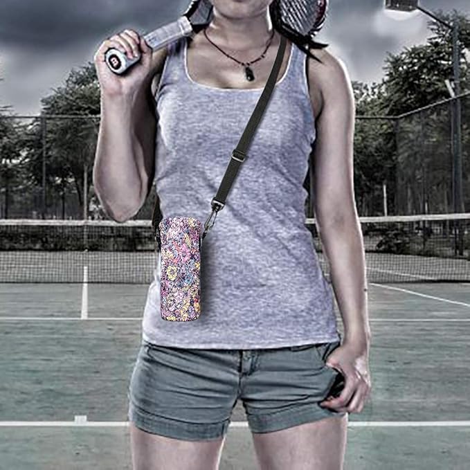 Neoprene Water Bottle Carrier Bag with Adjustable Shoulder Strap for Men Women Walking Hiking,Portable Insulated Holder Case for Stainless Steel/Glass/Plastic Bottles