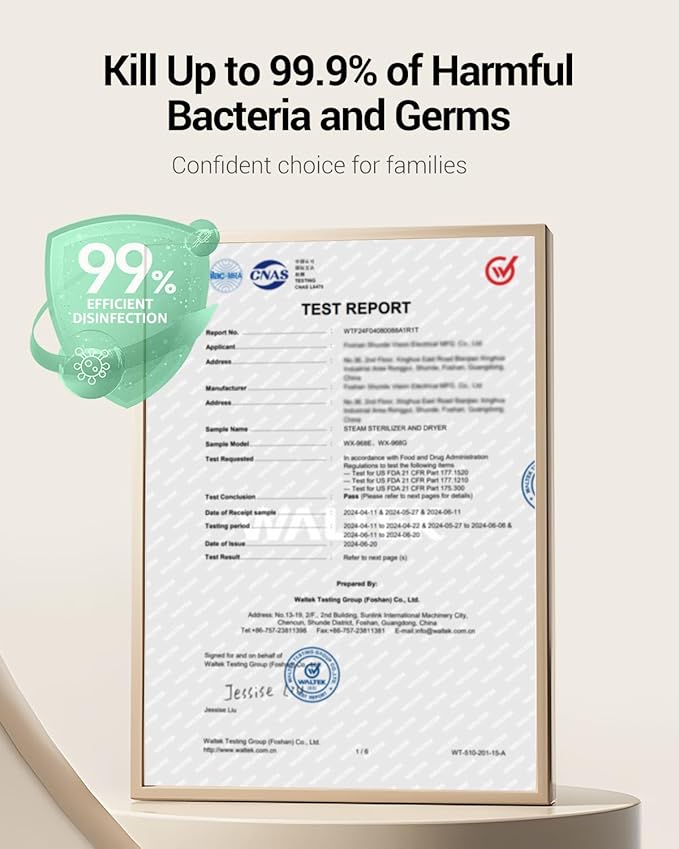 Baby Bottle Sterilizer | Esterilizador de Biberones, 6-in-1 HAUTURE Bottle Sterilizer and Dryer, Electric Steam Bottle Sanitizer for Baby Stuffs, Baby Bottles & Breast Pump Accessories