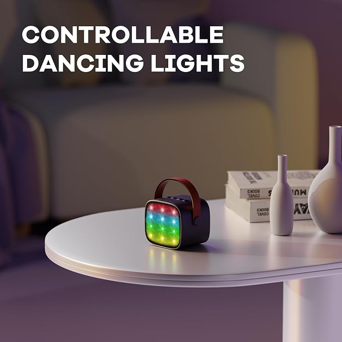 YLL Mini Karaoke Machine with 2 Wireless Microphones for Kids Adults, Portable Bluetooth Speaker, Popular Gift for 3, 4, 5, 6, 7, 8, 9, 10, 11, 12, 13+ Years Old Teens Birthday for Boys Home(Black)