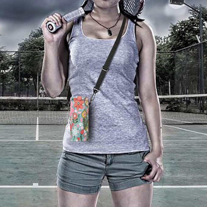 Neoprene Water Bottle Carrier Bag with Adjustable Shoulder Strap for Men Women Walking Hiking,Portable Insulated Holder Case for Stainless Steel/Glass/Plastic Bottles