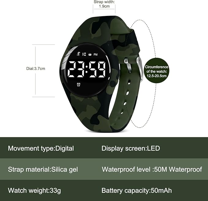 Kids Watches for Girls Boys Digital Sport Watch with Step Counter Pedometer Vibration Alarm Clock, No App Waterproof Fitness Tracker Kids Watch Boys Girls Teens Students Ages 5-16