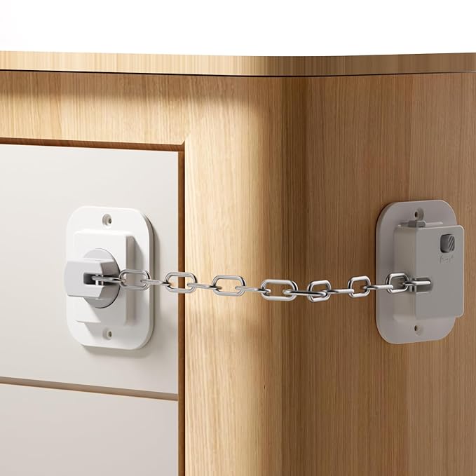 YEYA Anti-Tip No Drill Furniture Anchor with 3M Adhesive 10" Adjustable Straps, Baby Proofing Wall Anchors for Child Safety, Playroom Essentials 2P