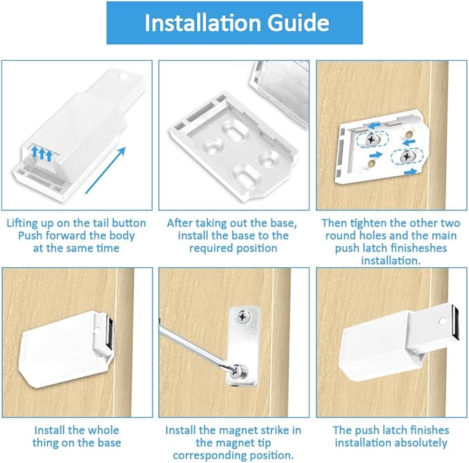 Heavy Duty Push to Open Door Latch,10 Pack White Magnetic Push Latches, Hidden Push Touch Latch Hardware for Push to Open Cabinet,Magnetic Door Catch for Cabinet Drawer Wardrobe Kitchen Door