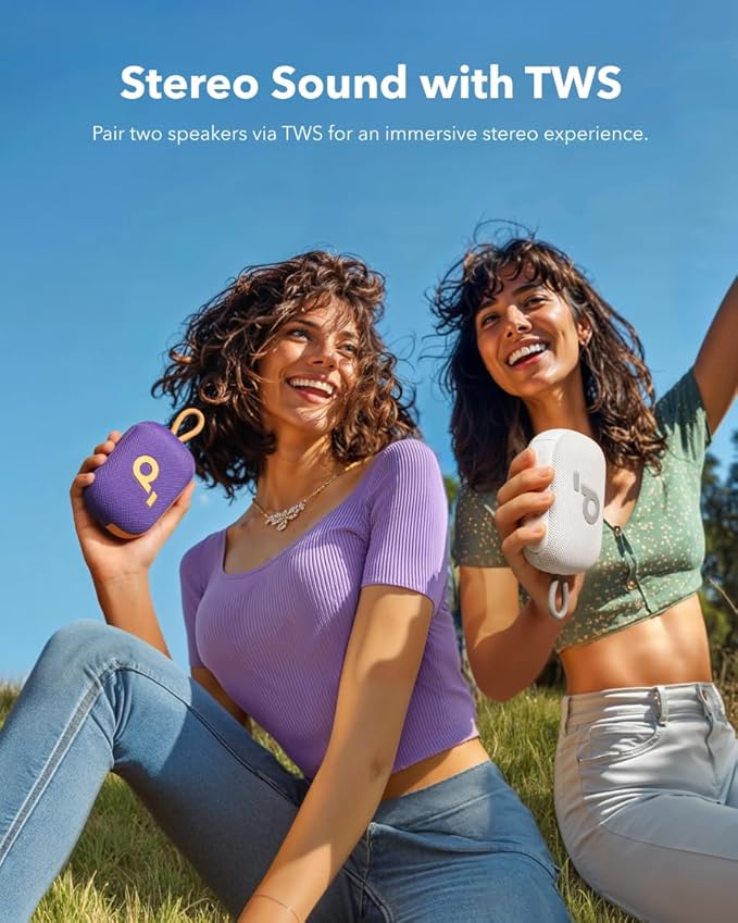 soundcore Select 4 Go Bluetooth Shower Speaker by Anker, IP67 WaterproofDustproof, Portable, Wireless, 20H Playtime, Floatable, Powerful Sound, Electronics for Outdoors/Home/Office/Travel/Party-Purple