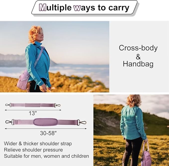 Water Bottle Holder with Strap, 4 Big Pockets with Compartment, 24oz/32oz/40oz Crossbody Water Bottle Carrier Bag