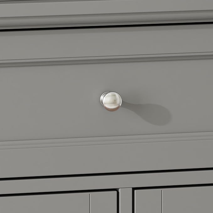 Nursery Dresser with Changing Table Top, 46"W Baby Dresser with 2 Drawers, Laundry Basket & Raised Guard, Infant Diaper Changing Storage Organize Station for Nursery and Baby Bedroom, Grey