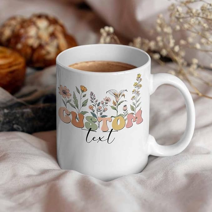 Custom Mug, Personalized Mother’s Day Coffee Mug, Customized 11 Oz Ceramic Mug with Text, Taza Personalizadas for Women Mom