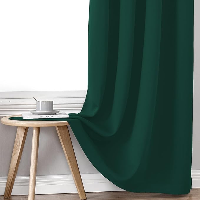 ChrisDowa 100% Blackout Curtains 120 inch Long for Bedroom with Black Liner, 2 Thick Layers Total Blackout Thermal Insulated Grommet Long Window Curtains 2 Panels Set (Forest Green, 52 x 120 Inch)