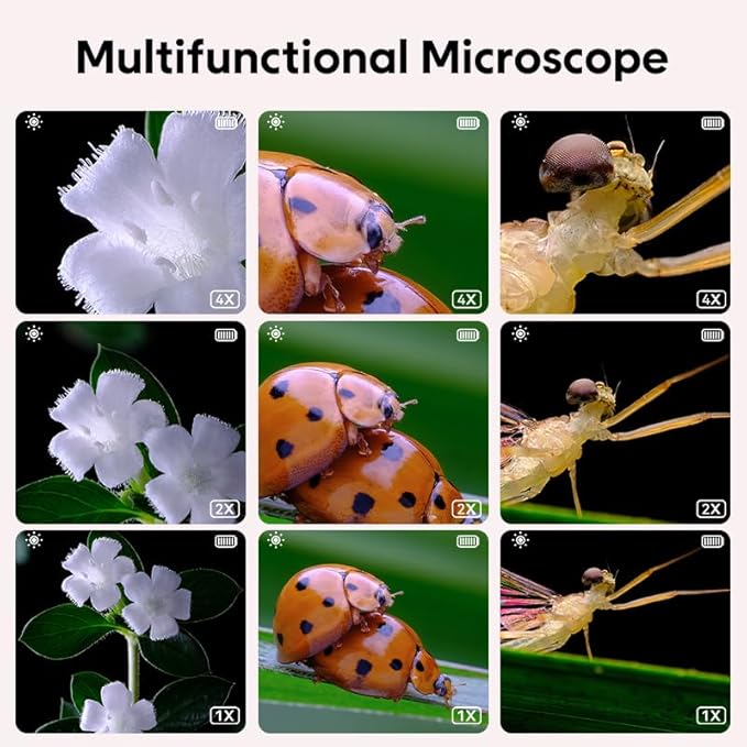 Pink and Purple Microscope for Kids-200X Portable Digital Mini Microscope- Your Little Scientist Miniscope - STEM Toy for Age 5 6 7 8 9 10 11 12 Years Old Toddlers.