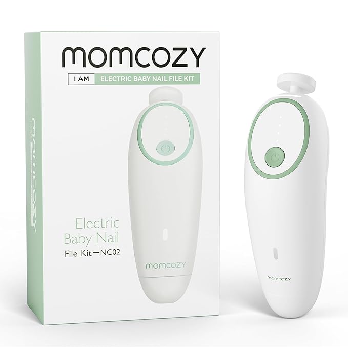 Momcozy Baby Nail File Electric, Gentle Baby Nail Trimmer Electric Rechargeable, Baby Nail Clipper Electric, 7 Grinding Head Replacement Pads