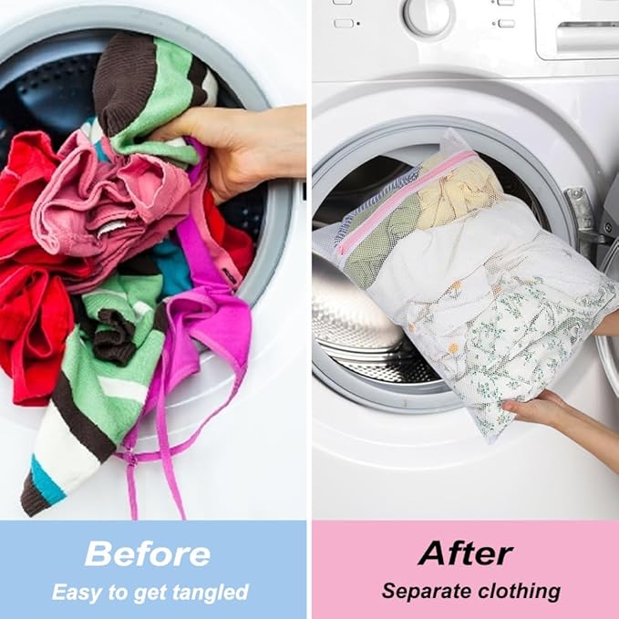 Vivifying Mesh Laundry Bags, 4pcs Durable Coarse Mesh Wash Bags with Zipper for Washing Machine, Delicates, Lingerie, Socks, Shoes and Stuffed Animals