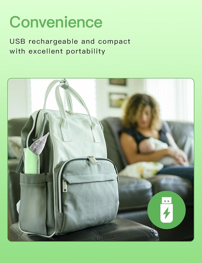 Baby Nasal Aspirator, Electric Nose Sucker with 5 Levels Suction, Soothing Light & Nursery Rhymes (Green)