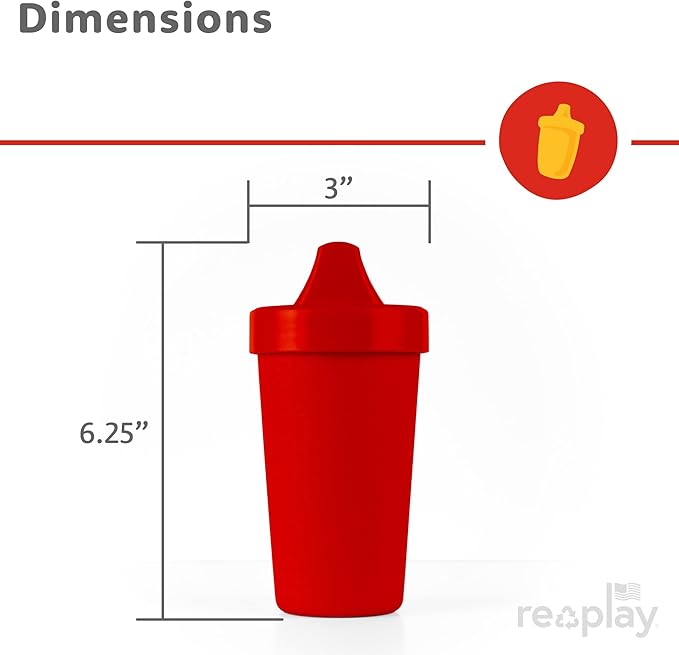 Re-Play Sippy Cups for Toddlers - 10 Oz. Reusable Spill Proof Cups for Kids, Dishwasher/Microwave Safe - Made in USA - Set of 6-3.13" x 6.25" - Crayon Box