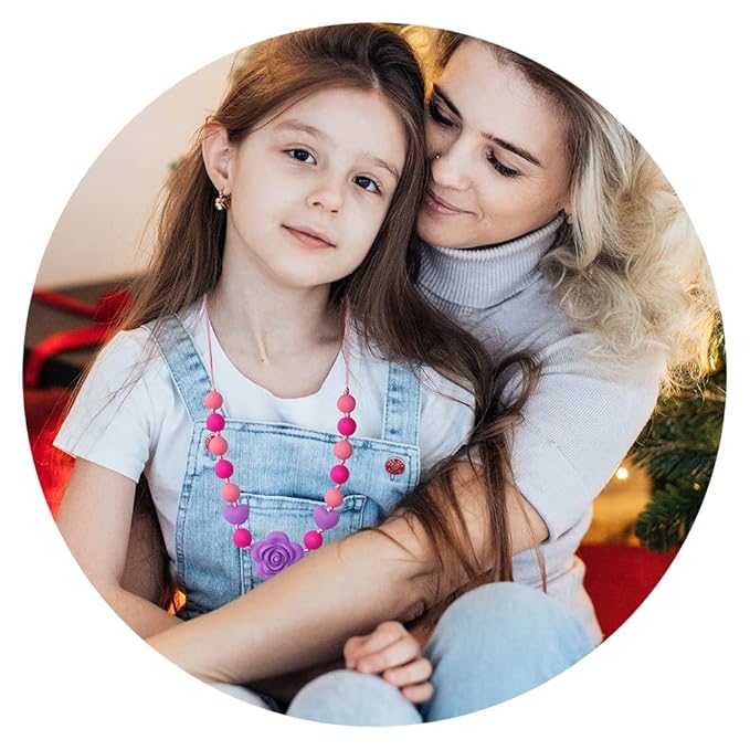 Chew Necklaces for Sensory Kids Girls Adults, Silicone Chewy Necklace Sensory Toys for Kids with Autism ADHD SPD, Oral Chew Toys for Toddlers Children Mouth Fidgets Tool - BPA Free