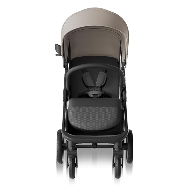 Mompush Nova Baby Stroller for Toddler, Infant & Newborn | Spacious Seat & Lie-Flat Mode | Compact One-Hand Fold, UPF 50+ Canopy & All-Wheel Suspension | Includes Rain Cover & Cup Holder, Khaki