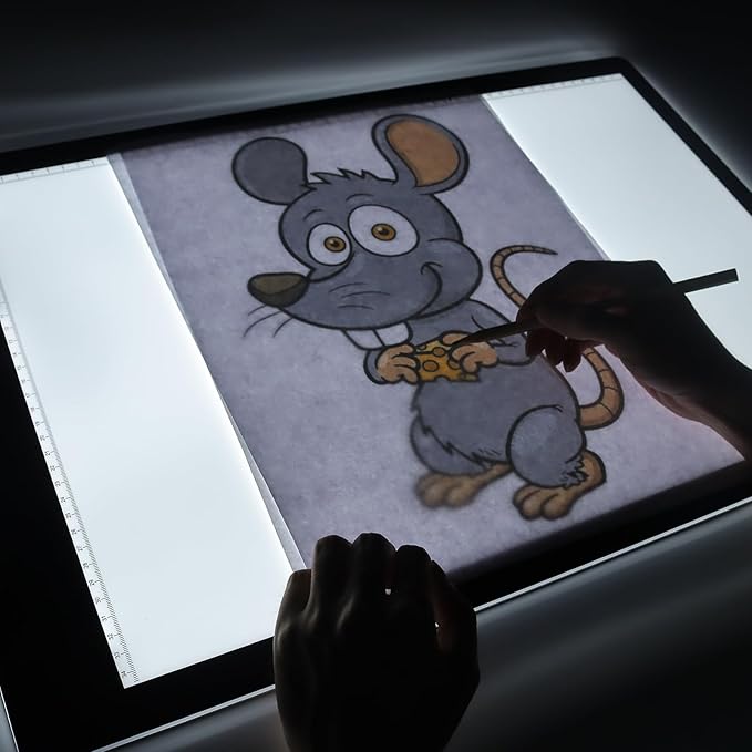 YINGWOND A2 Light Pad for Diamond Painting with Fixed Charging Cord, 3 Levels of Brightness, Big Paper Clamps and 12V Adapter, Uniformly Illuminated Light Board for Tracing Drawing and Weeding Vinyl