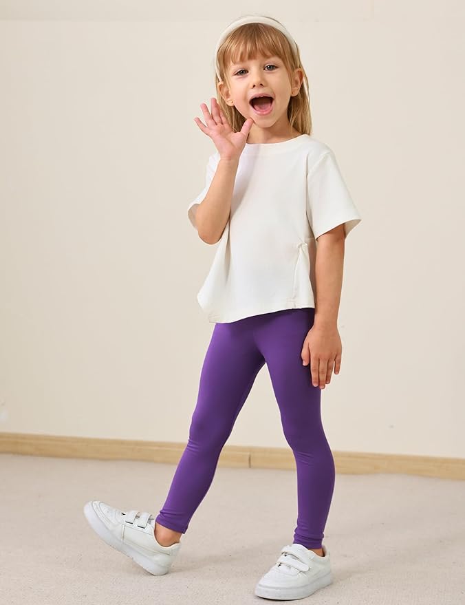 Toddler Girls Leggings 2-Pack Bamboo Viscose Little Girls Casual Stretch Pants