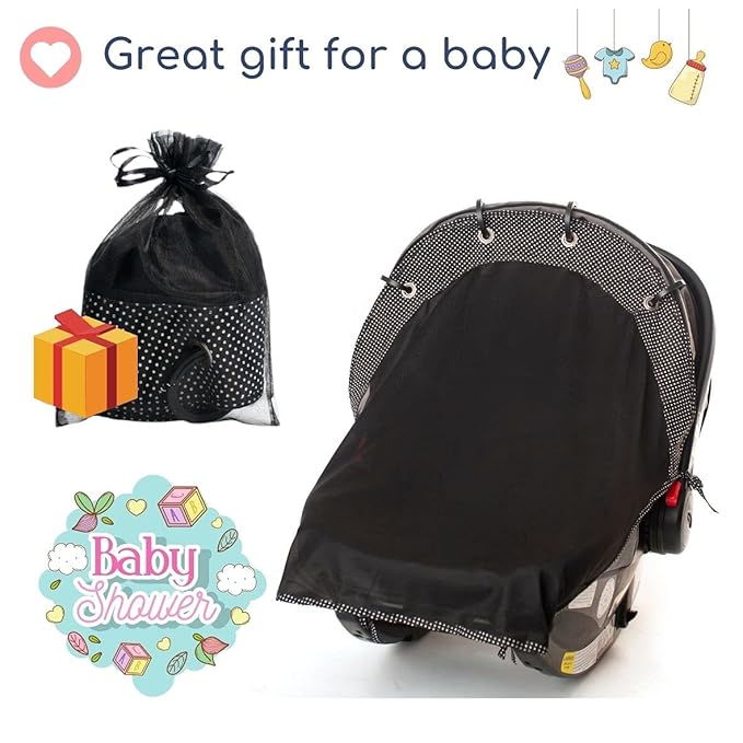 Stroller Sun Shade - Universal UV Protection Cover for Strollers Sunshade with See Through, Clip-On Sun Blocker, Sun Shield for Baby, Breathable Adjustable Fit, Full Coverage, Medium