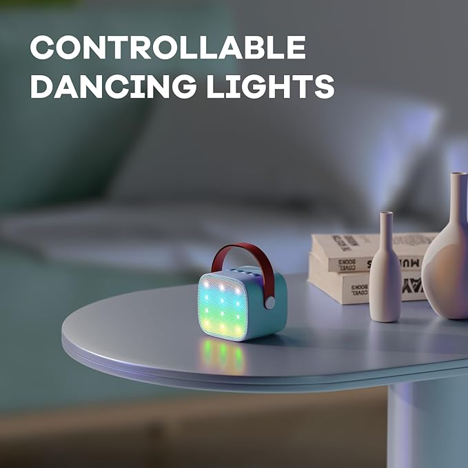 YLL Mini Karaoke Machine for Kids, Portable Bluetooth Speaker with 2 Wireless Microphones, Most Popular Birthday Toys Gifts for Boys Girls 3 4 5 6 7 8 9 10 11 12 + Year Old Party Family School(Blue)