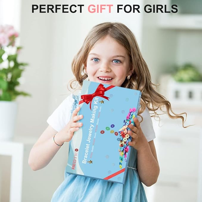 Redtwo 18000 Pcs Clay Beads Bracelet Making Kit, 4 Boxes 64 Colors Flat Polymer Heishi Jewelry with Gift Pack, Friendship Bracelet for Girls Ages 8-12