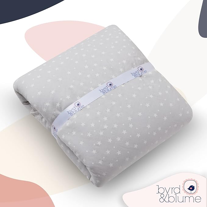 Byrd & Blume Round Baby Play Mat, Organic Cotton Soft Padded Nursery Floor Mat, Safe Hypoallergenic Baby Mat, Reversible, Foldable, Portable Infant Tummy Time Mat Fits Tents & Playpens (40"x40") Gray