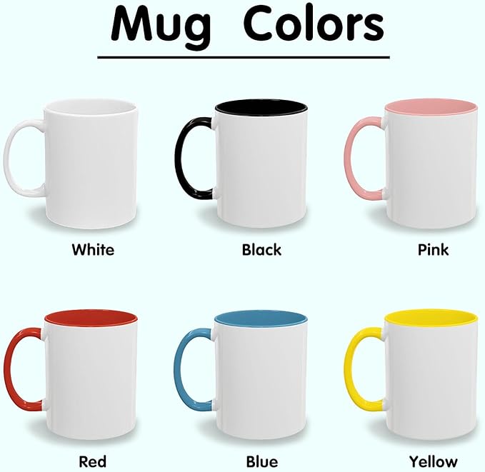 Personalized Coffee Cup with Photo, Logo or Text - Custom Both Sides Printed Mug for Him & Her - Unique Customized Gifts with Names - White/Blue
