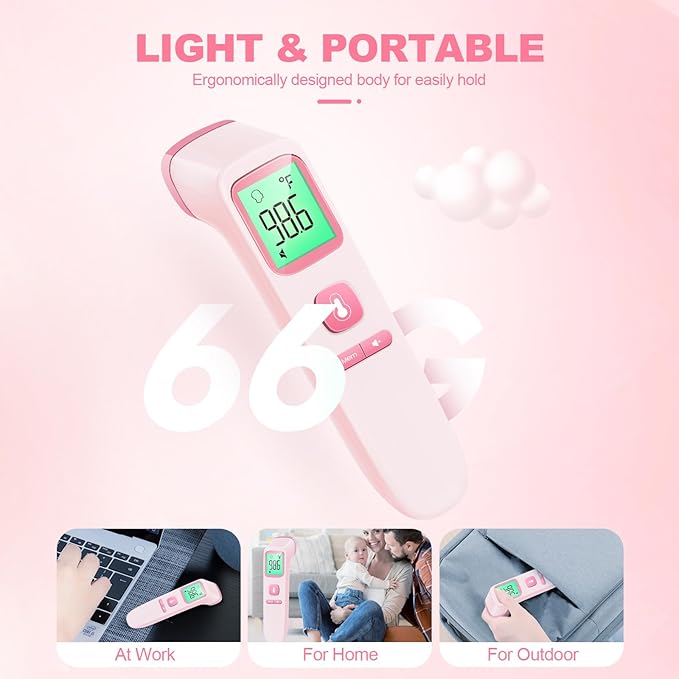 No-Touch Thermometer for Adults and Kids, Digital Accurate Baby Thermometer with Fever Alarm, 1 Second Fast Result, Easy to use, 2 in 1 Mode
