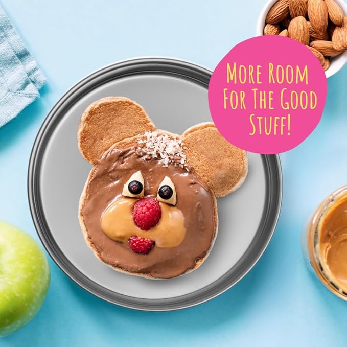 Elk and Friends 7.8” Stainless Steel Non Divided Plates with Silicone Sleeve + Storage Lid | Baby, Toddler, Kids | Dishwasher Safe | Dinner & Snack Plates | 4 Pack